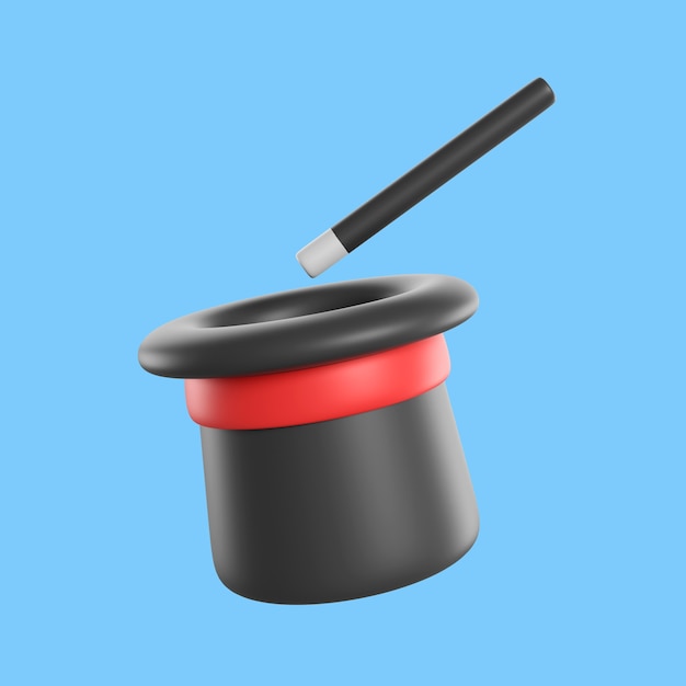 icono de cumpleaños 3d con sombrero de mago