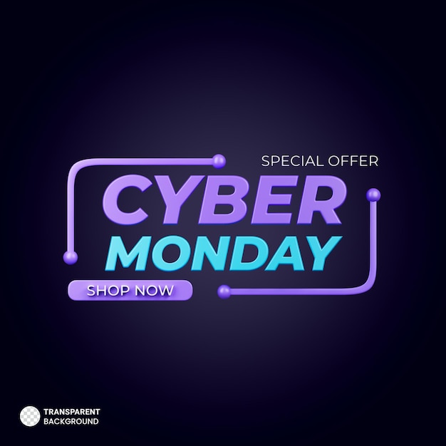 Icono de cyber monday ilustración 3d comercio electrónico