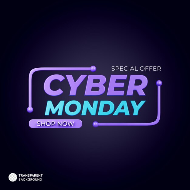 Icono de Cyber Monday Ilustración 3d Comercio electrónico