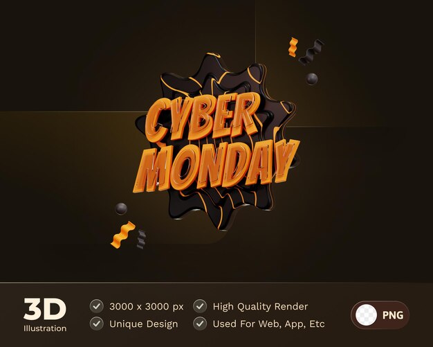 Icono de Cyber Monday Ilustración 3d Comercio electrónico