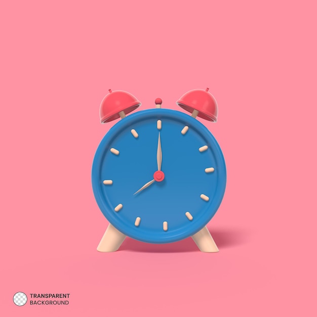 Icono de despertador aislado 3d renderizar ilustración