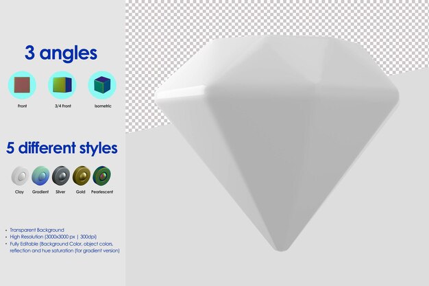 Icono de diamante 3D
