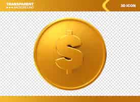 PSD gratuito icono de dinero de moneda de oro 3d aislado para composiciones