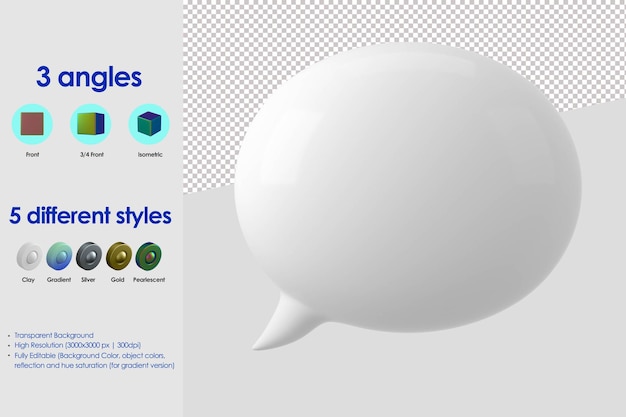 Icono de discurso de burbuja 3D