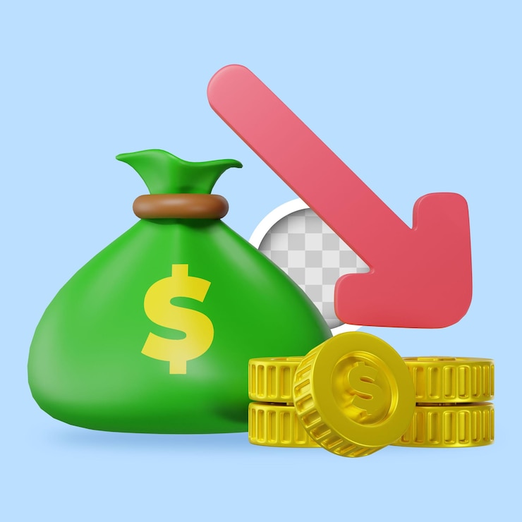 PSD gratuito icono de disminución de las ganancias