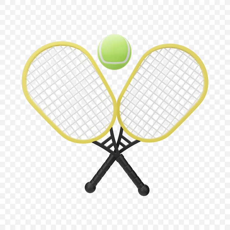 PSD gratuito icono de equipo de deportes de raqueta y pelota de tenis ilustración de procesamiento 3d aislado