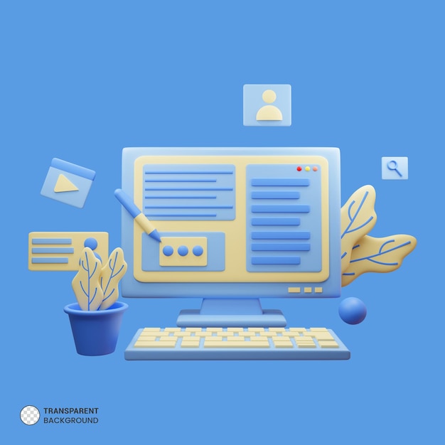 Icono de escritorio de oficina Ilustración de procesamiento 3d aislado