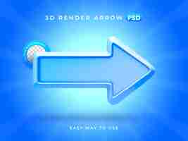 PSD gratuito Ícono de flecha derecha ilustración de renderización 3d aislada