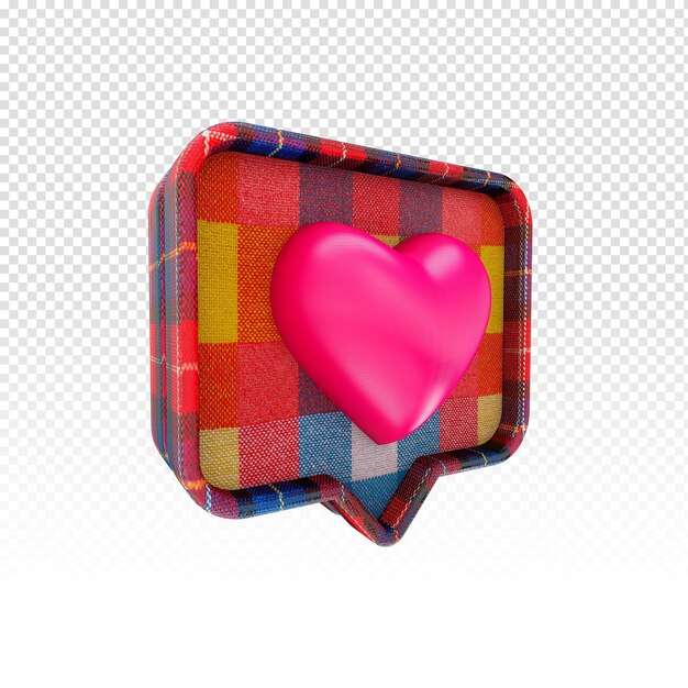 Icono en forma de corazón 3D con textura de São João y fiesta de Junina