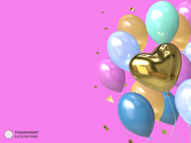 PSD gratuito icono de globo flotante de cumpleaños aislado 3d render ilustración