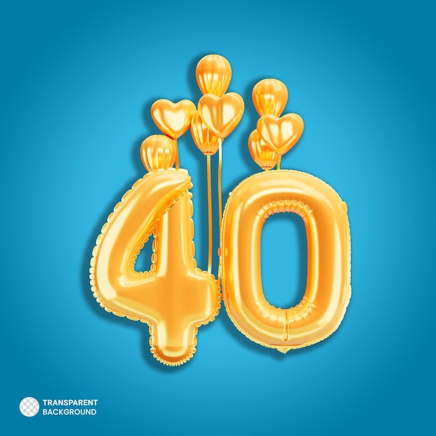 Icono de globos de oro número 40 aislado