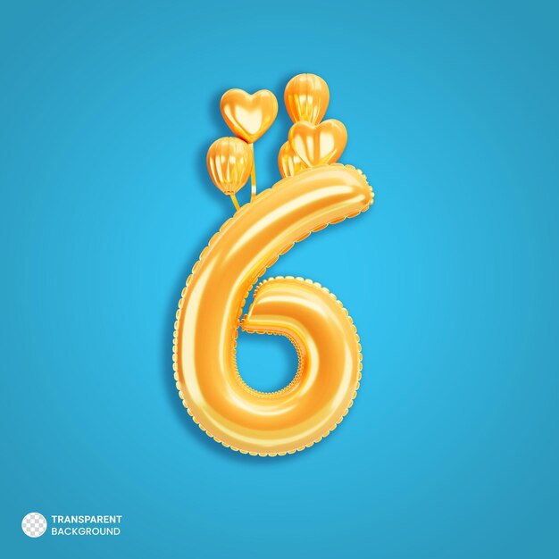 Icono de globos de oro número 6 aislado