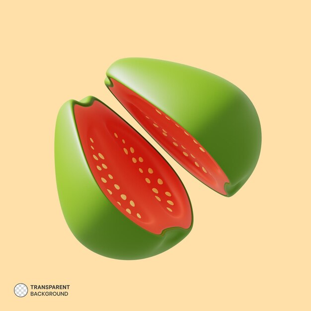 Icono de guayaba aislado 3d render ilustración