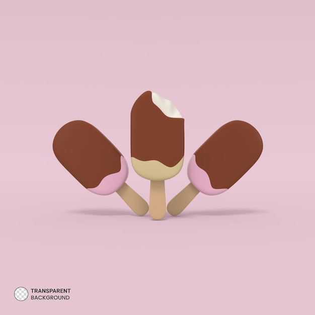 Icono de helado de chocolate aislado 3d render ilustración