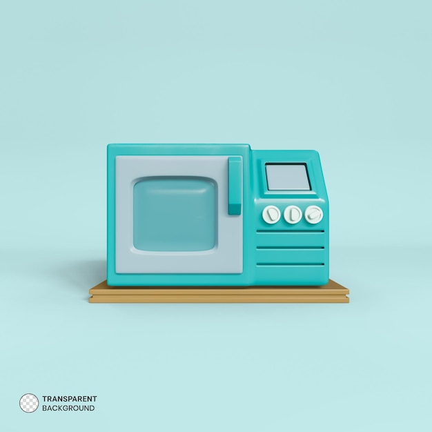 Icono de horno de microondas aislado 3d render ilustración