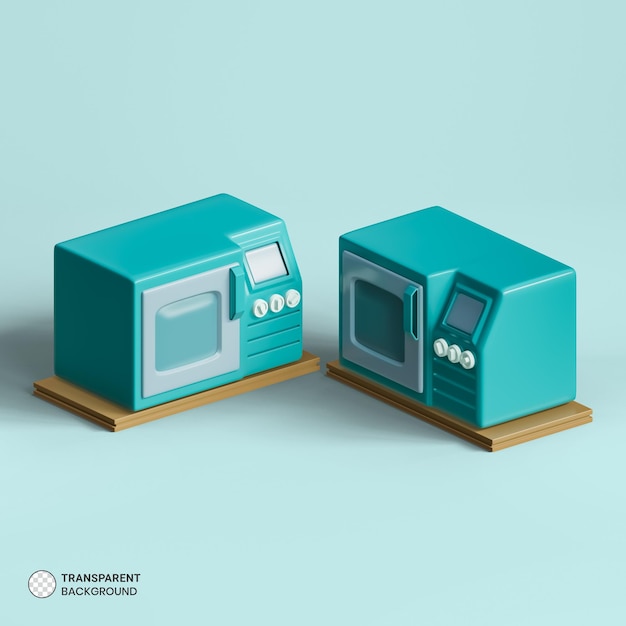 Icono de horno de microondas aislado 3d render ilustración