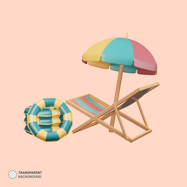Icono de imágenes prediseñadas de playa 3D Render ilustración