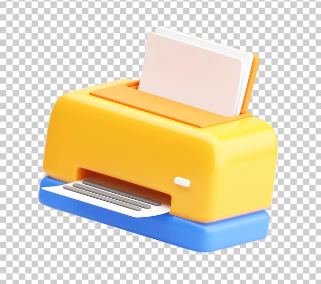 Icono de impresora 3D con papel impreso que representa la salida de documentos de oficina o la tecnología de impresión