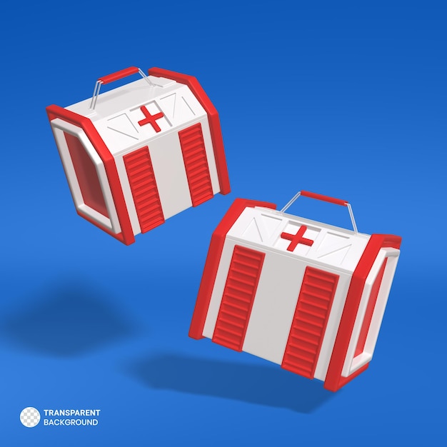 PSD gratuito icono de kit de almacenamiento de primeros auxilios médicos aislado 3d render ilustración