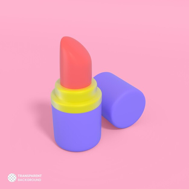 Icono de lápiz labial cosmético aislado 3d render ilustración