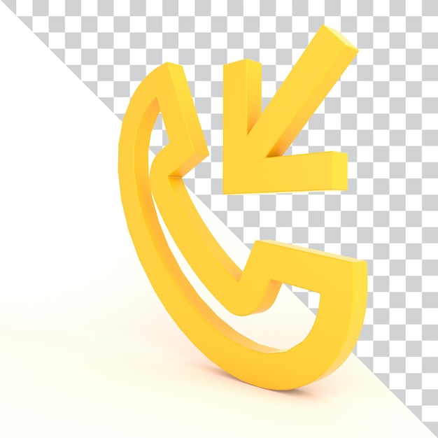 Icono de llamada entrante de teléfono amarillo 3D