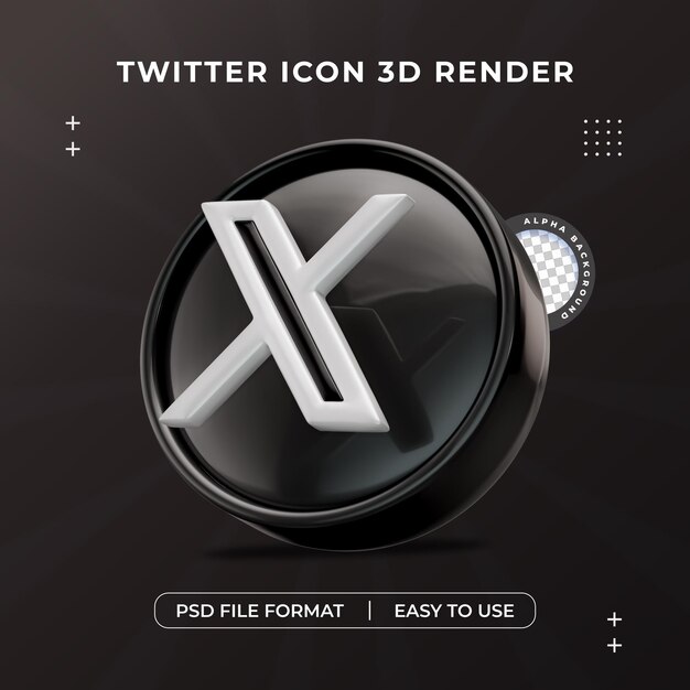 El icono del logotipo de Twitter es una ilustración de renderización 3D aislada