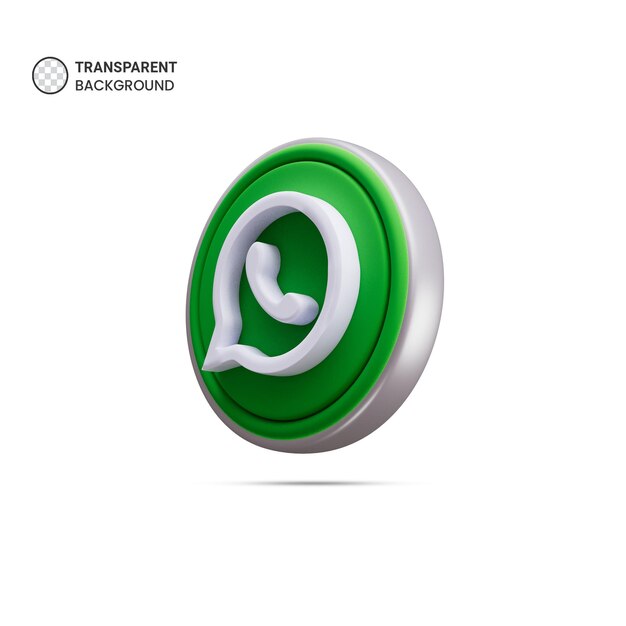 El icono del logotipo de WhatsApp aislado ilustración de renderización 3D