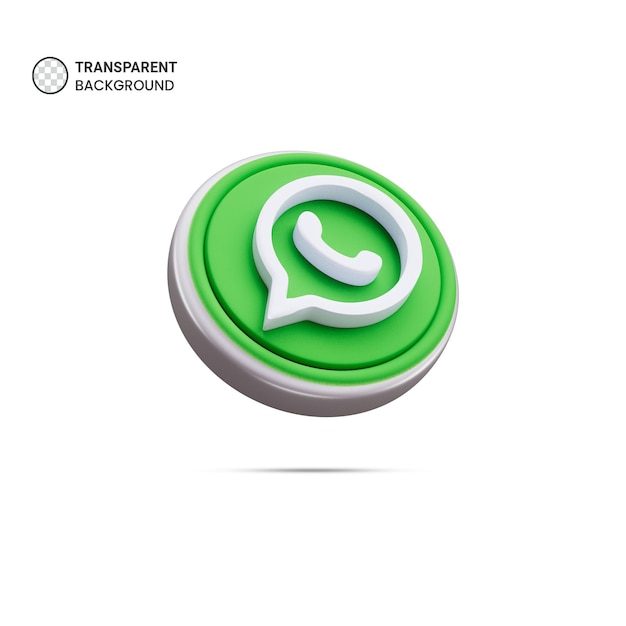 El icono del logotipo de WhatsApp aislado ilustración de renderización 3D