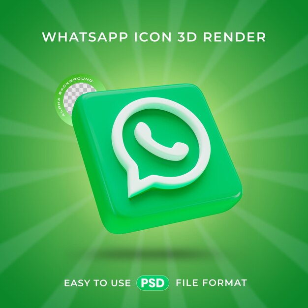 El icono del logotipo de Whatsapp es una ilustración de renderización 3D aislada.