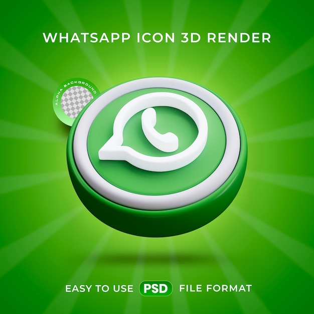 El icono del logotipo de Whatsapp es una ilustración de renderización 3D aislada.