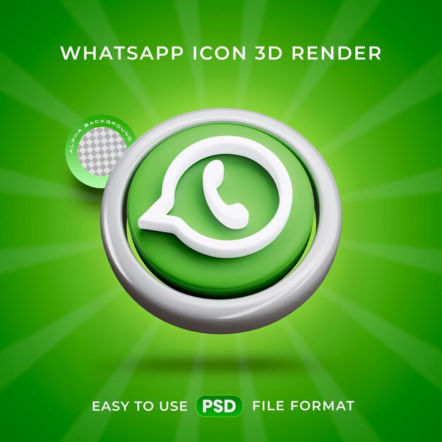 El icono del logotipo de Whatsapp es una ilustración de renderización 3D aislada.