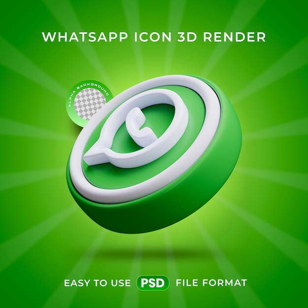 El icono del logotipo de Whatsapp es una ilustración de renderización 3D aislada.