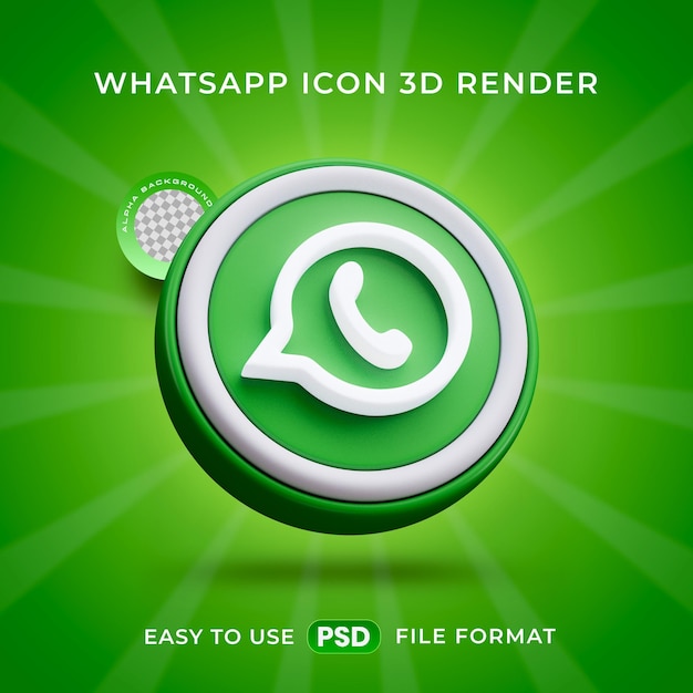 El icono del logotipo de Whatsapp es una ilustración de renderización 3D aislada.
