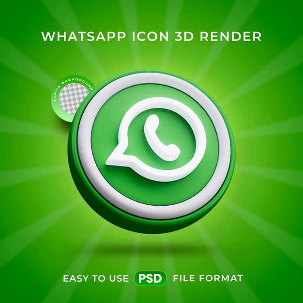 El icono del logotipo de Whatsapp es una ilustración de renderización 3D aislada.