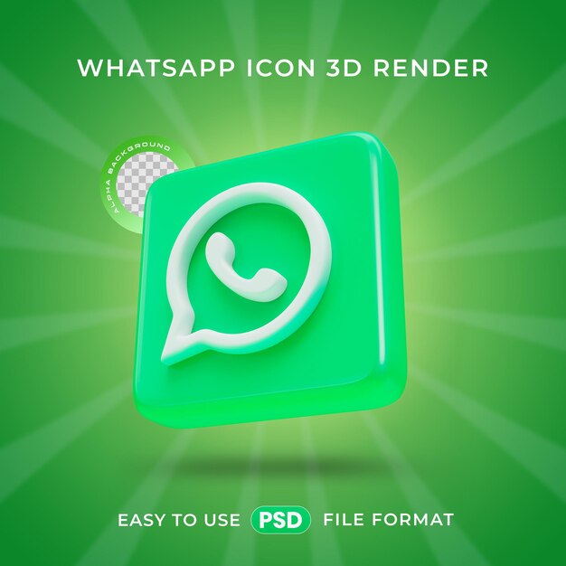 El icono del logotipo de Whatsapp es una ilustración de renderización 3D aislada.