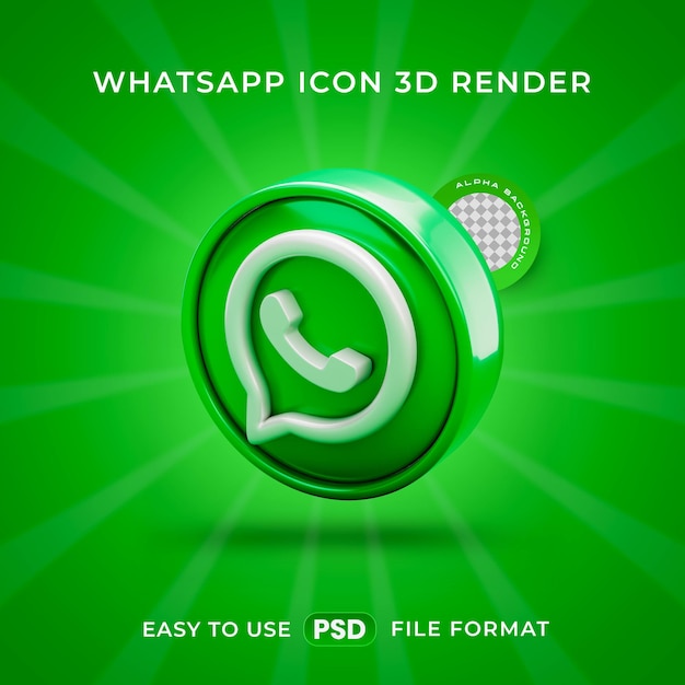 El icono del logotipo de Whatsapp es una ilustración de renderización 3D aislada.