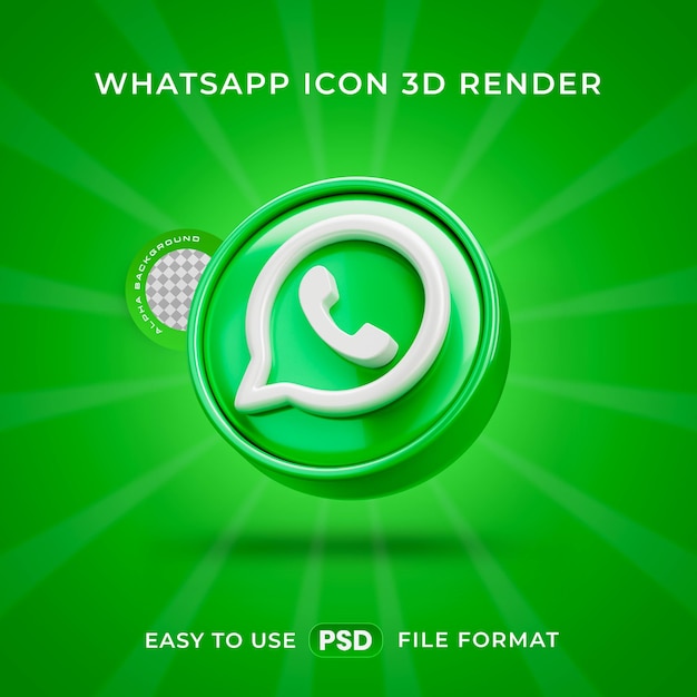 El icono del logotipo de Whatsapp es una ilustración de renderización 3D aislada.
