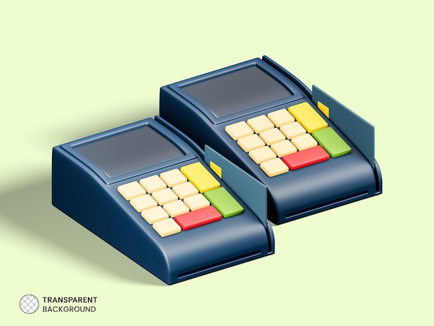 Icono de máquina de deslizamiento de tarjeta aislado 3d prestados