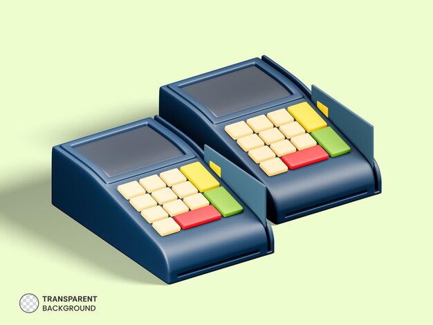 Icono de máquina de deslizamiento de tarjeta aislado 3d prestados