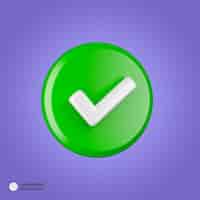 PSD gratuito icono de marca de verificación verde elemento 3d ilustración