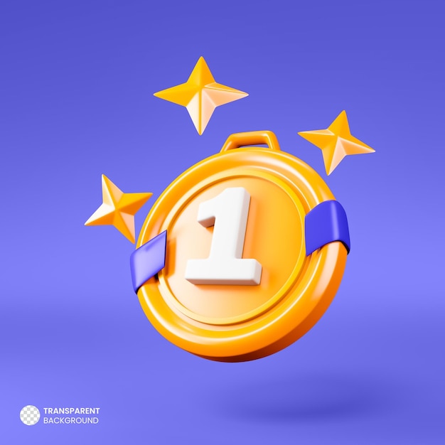 Icono de medalla de oro aislado 3d render ilustración