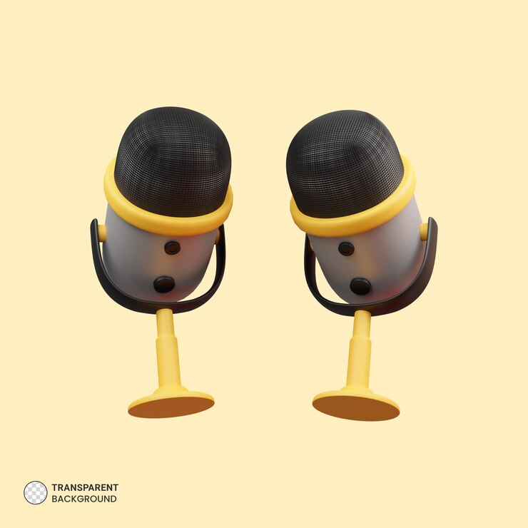 PSD gratuito icono de micrófono de condensador de podcast ilustración de procesamiento 3d aislado