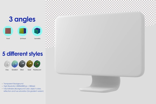 PSD gratuito icono de monitor 3d