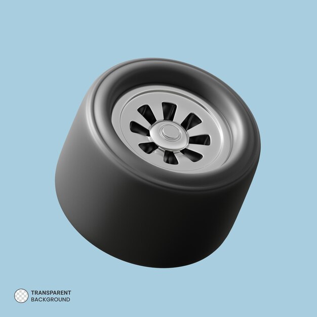 Icono de neumático de coche aislado 3d render ilustración