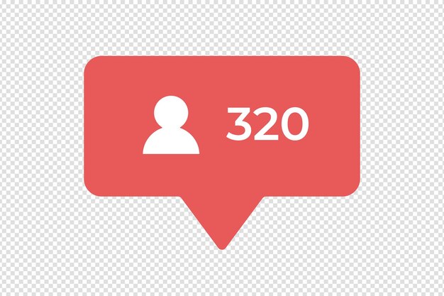 Icono de notificación de seguidores con el número 320