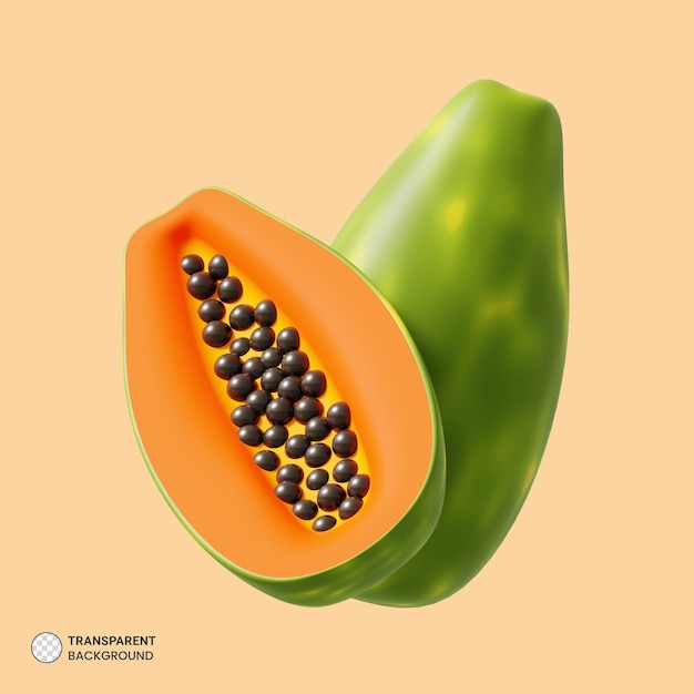 PSD gratuito icono de papaya aislado 3d render ilustración
