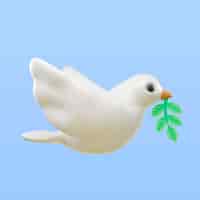 PSD gratuito icono de paz de paloma en renderizado 3d