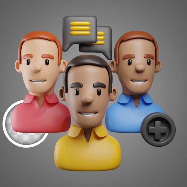 Icono de personajes que representan la ilustración 3d de la comunidad