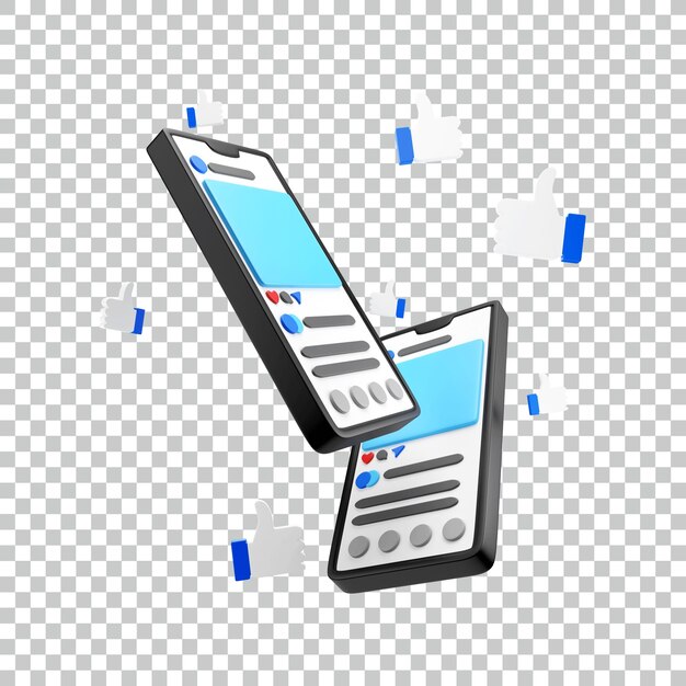 Icono de redes sociales de teléfonos inteligentes Ilustración de procesamiento 3d aislado