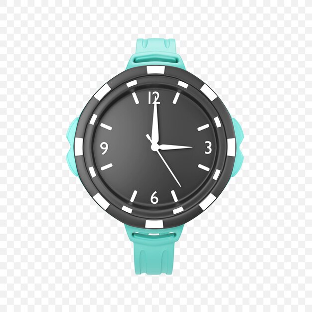 Ícono de reloj de mano analógico Renderizado en 3D aislado Ilustración
